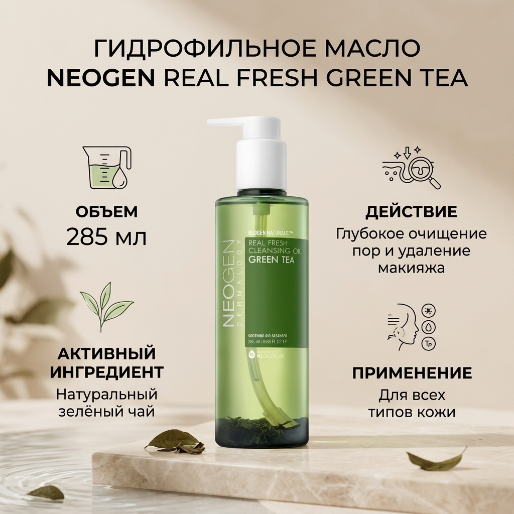 Neogen Real Fresh Green Tea гидрофильное масло 285 мл