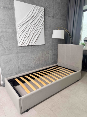 Кровать Xan mebel Грация односпальная, 90x200 см (без матраса, без подъёмного механизма) светло серый