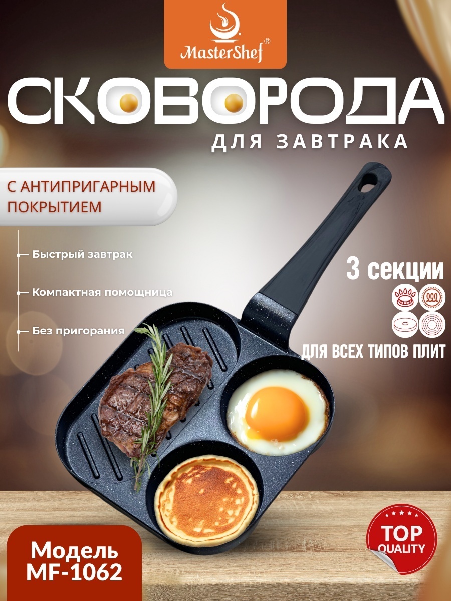 Сковорода MasterShef MF-1062 20 см с антипригарным покрытием, алюминий