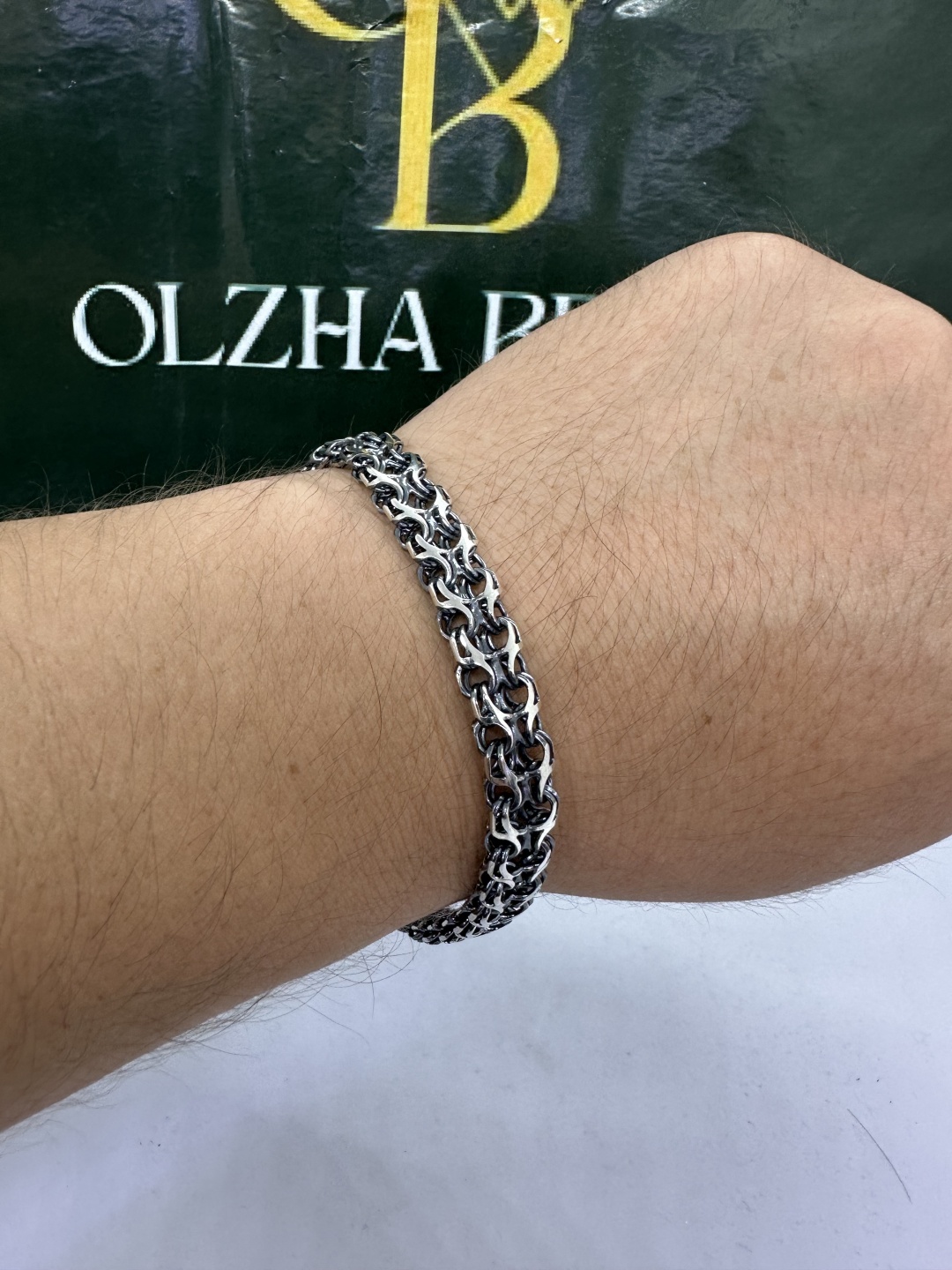 OLZHA BRAND O1 длина 23 см, вес 22 г серебро, плетение рамзес