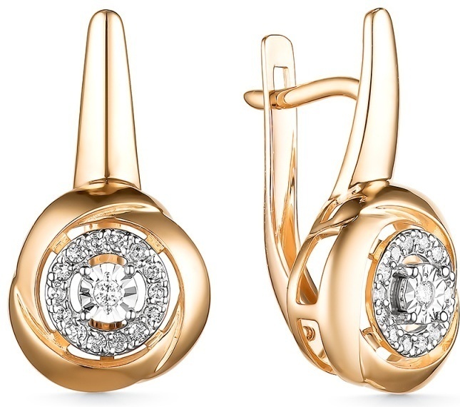 Серьги Mi Amor С/490-120 вес 3.68 г золото, бриллиант