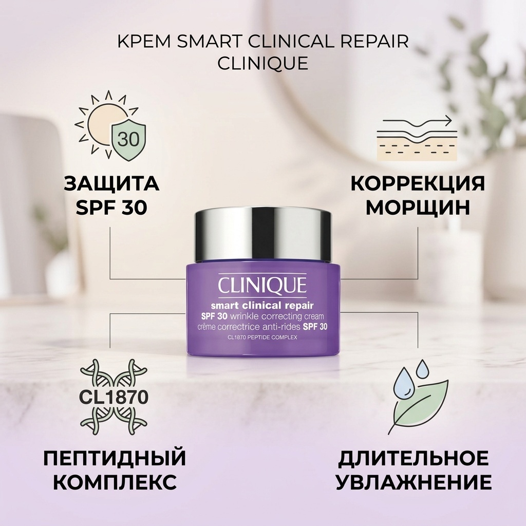 Clinique крем Smart Clinical Repair Wrinkle Correcting SPF30 для лица 75 мл