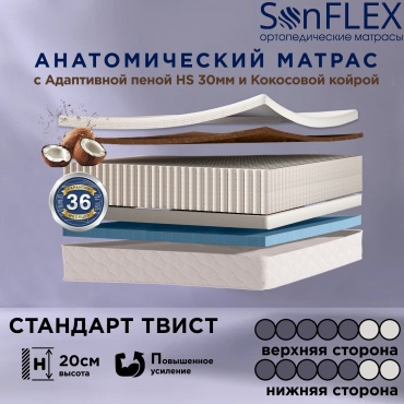 Матрас SonFlex Стандарт-Твист, 75x185x19 см