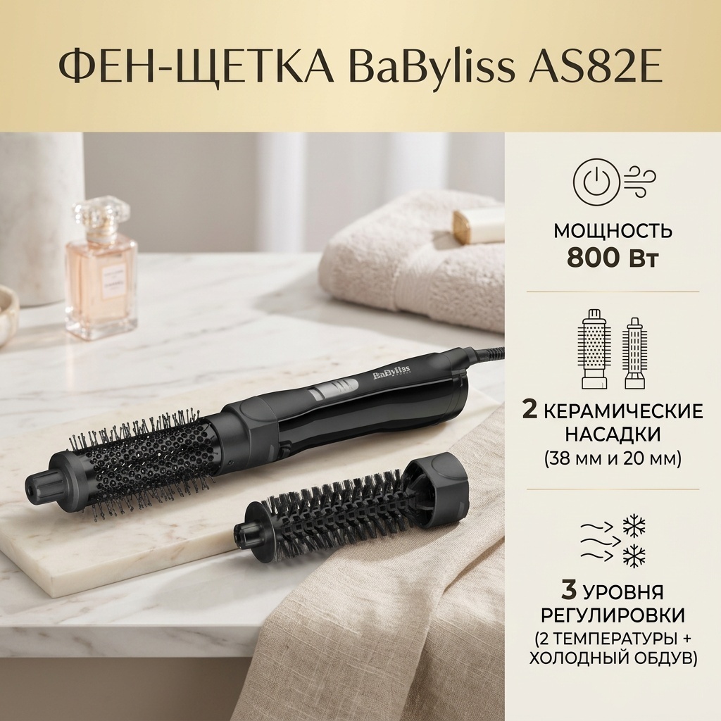 BaByliss AS82E фен-щетка черный