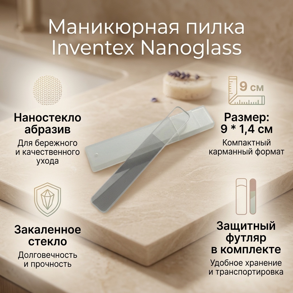 Inventex маникюрная пилка Наностекло 1 шт