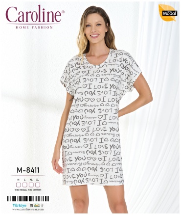 Туника Caroline серый, белый