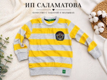 Свитшот HEES kids club полоска желтый, серебристый