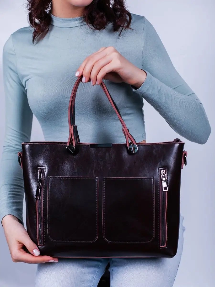 Сумка шоппер Bags.nnov натуральная кожа красный