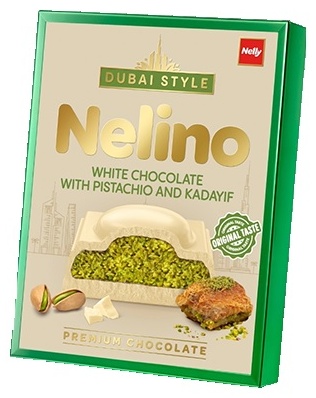 Nelino Dubai Style с фисташками и тестом катаифи шоколадная плитка белый 62 г