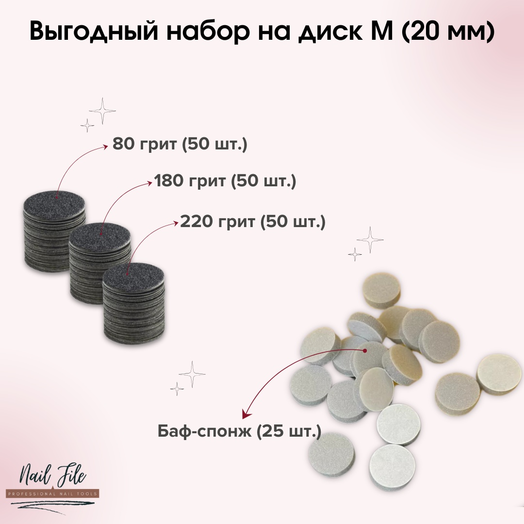 Nail File сменные файлы для педикюрного диска 80, 180, 220 4 шт