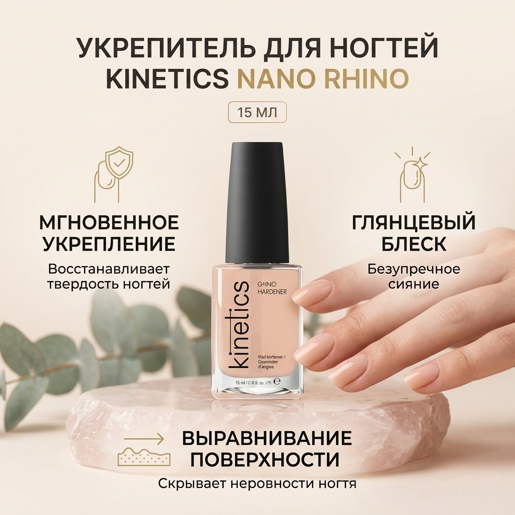 KINETICS базовое покрытие, верхнее покрытие Nano Rhino глянцевое 15 мл