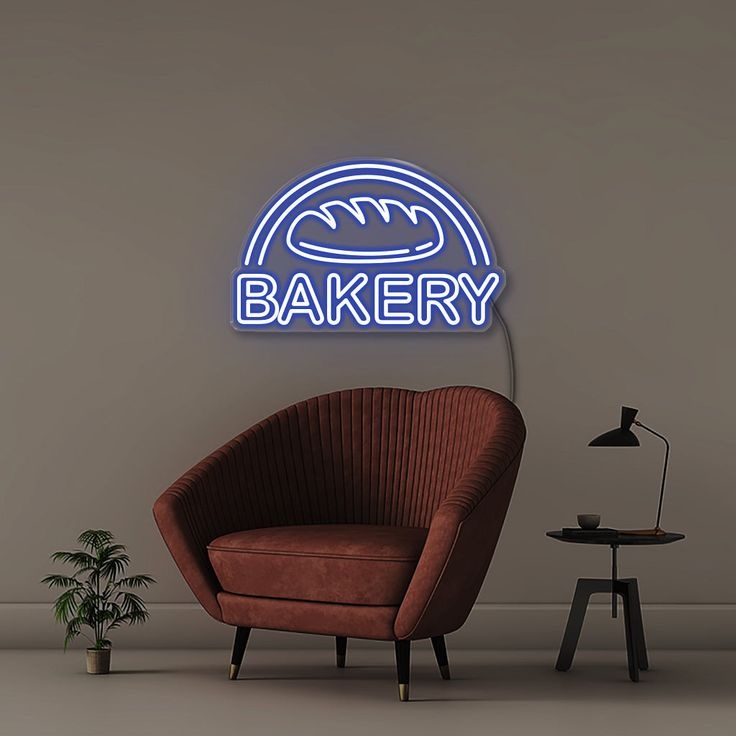 Неоновая вывеска настольный Bakery Shop, синий