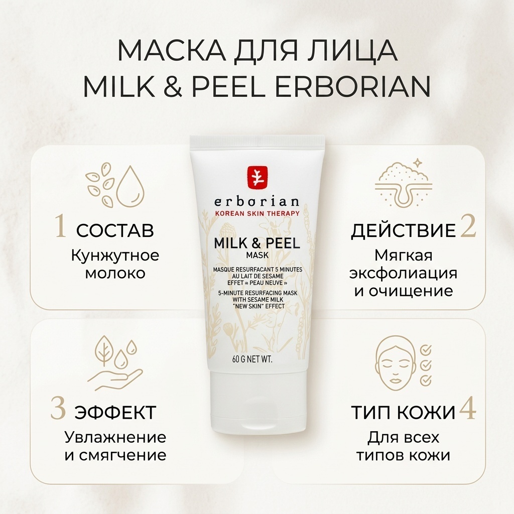 Маска для лица Erborian эксфолиант Milk & Peel mask 60 г