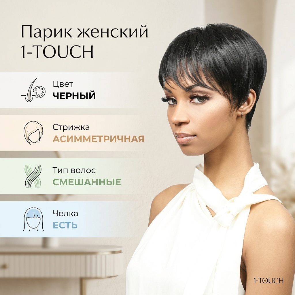 1-TOUCH парик черный женский