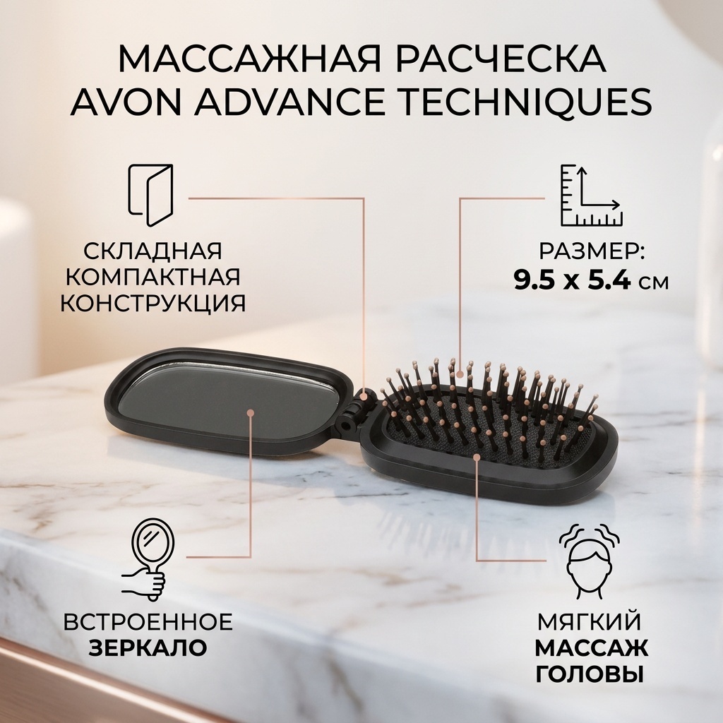 Avon массажная расческа 9.5х5.4 см