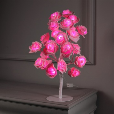 Luazon Lighting Светодиодный куст «Розы розовые» 45 см, 24 LED, постоянное свечение, 220 В, свечение теплое белое 45 см
