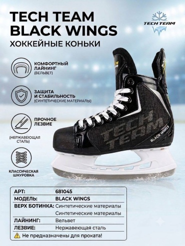 Tech Team Хоккейные коньки TECH Team Black Wings хоккейные черный
