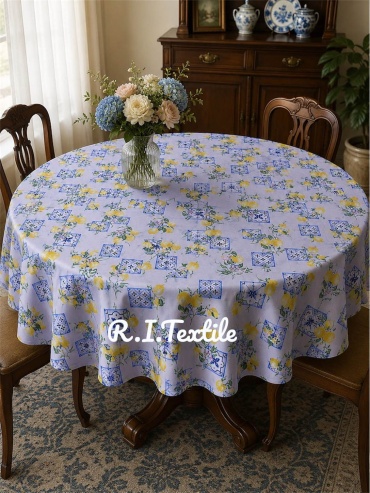 Скатерть R.I.Textile Лимоны LIMON 150x150 см, полиэстер, хлопок, дак, 1 шт