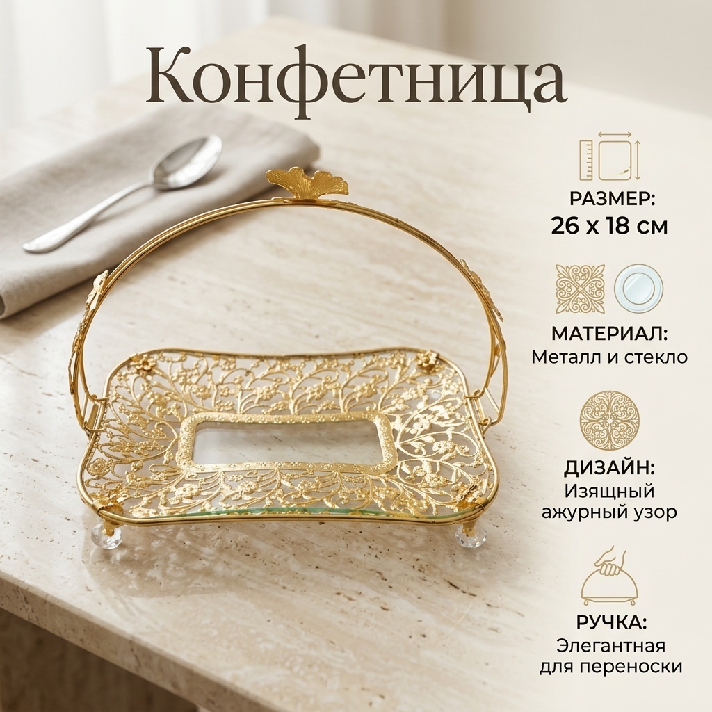 Конфетница 30245521_BBB-077 прямоугольная 1 шт