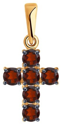 Крестик Diamant 51-330-01631-2 вес 0.91 г золото, гранат