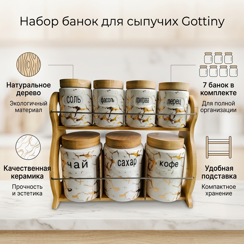 Gottiny банка Набор банок для сыпучих, керамика