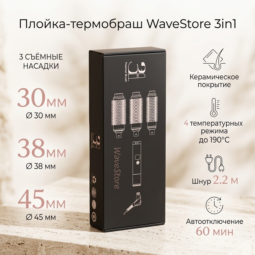 Wavestore 3in1 thermal brush плойка 45 мм