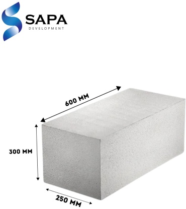 Sapa Development газоблок полнотелый D600 240х300 мм, 1 куб.м