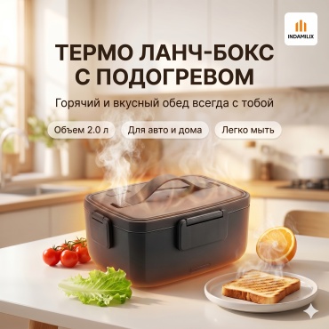 INDAMILIX термо ланч-бокс Термо ланч-бокс Lara02l с подогревом1 шт, металл, 304 cталь 1 шт, нержавеющая сталь, силикон