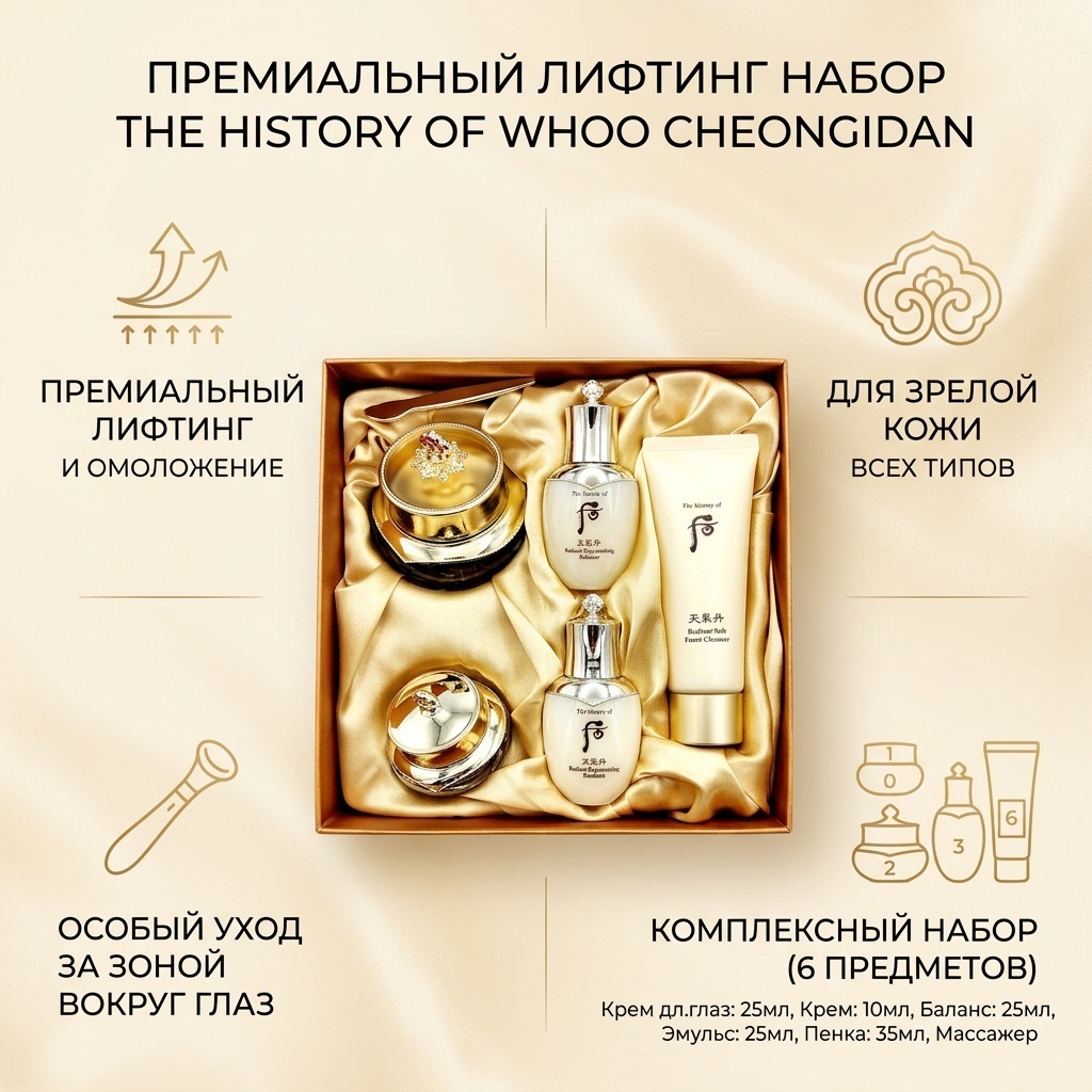 The History of Whoo Cheongidan Radiant Regenerating Eye cream Special Set Премиальный Лифтинг Набор с Кремом Вокруг Глаз набор по уходу за лицом унисекс