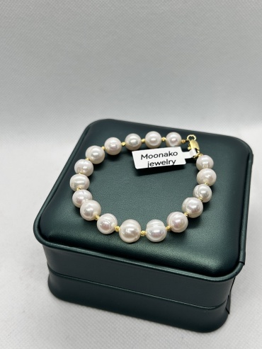 Moonako Jewelry Moonako b длина 20 см, вес 15 г сплав покрытый золотом 18К, плетение фантазийное