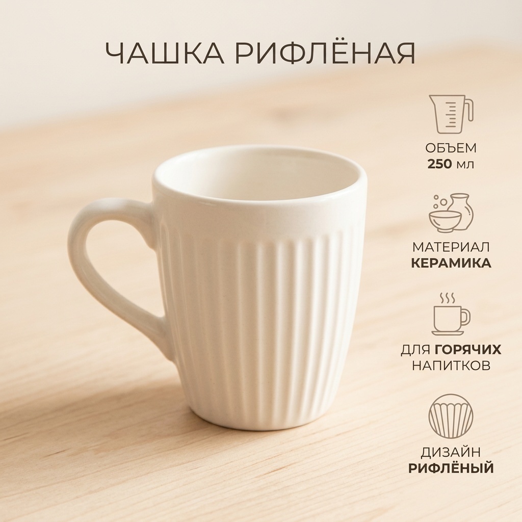 Бокал 250 мл, керамика, 1 шт