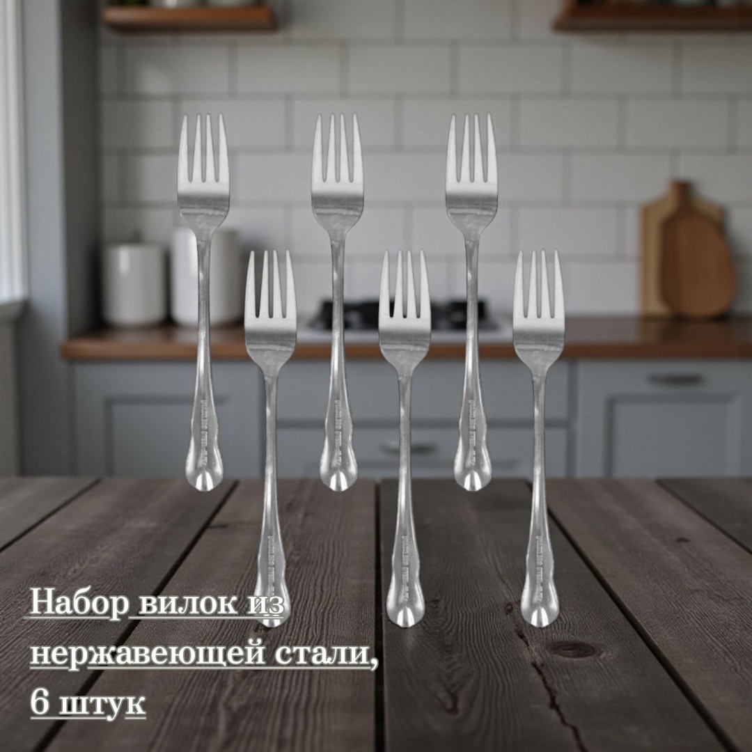 Вилка 6 шт, серебристый Набор вилок