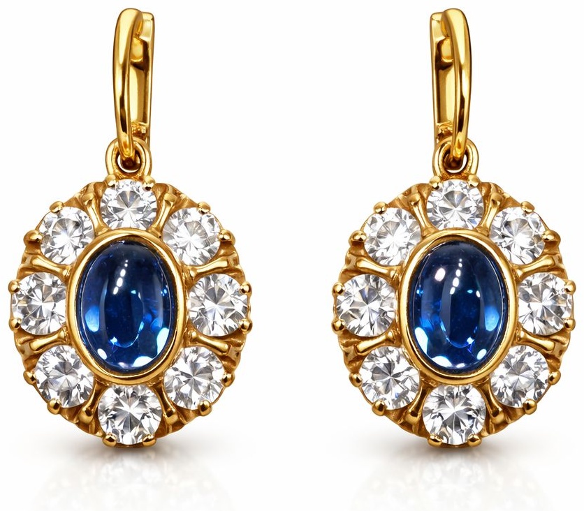 Серьги ALMAZ 12010031 вес 6.98 г золото, фианит