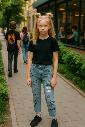 Джинсы укороченные DO-MINIK белый, голубой