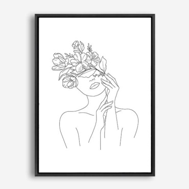 Araystudio.kz картина интерьерная на холсте “Floral Face” line art 50x70 см