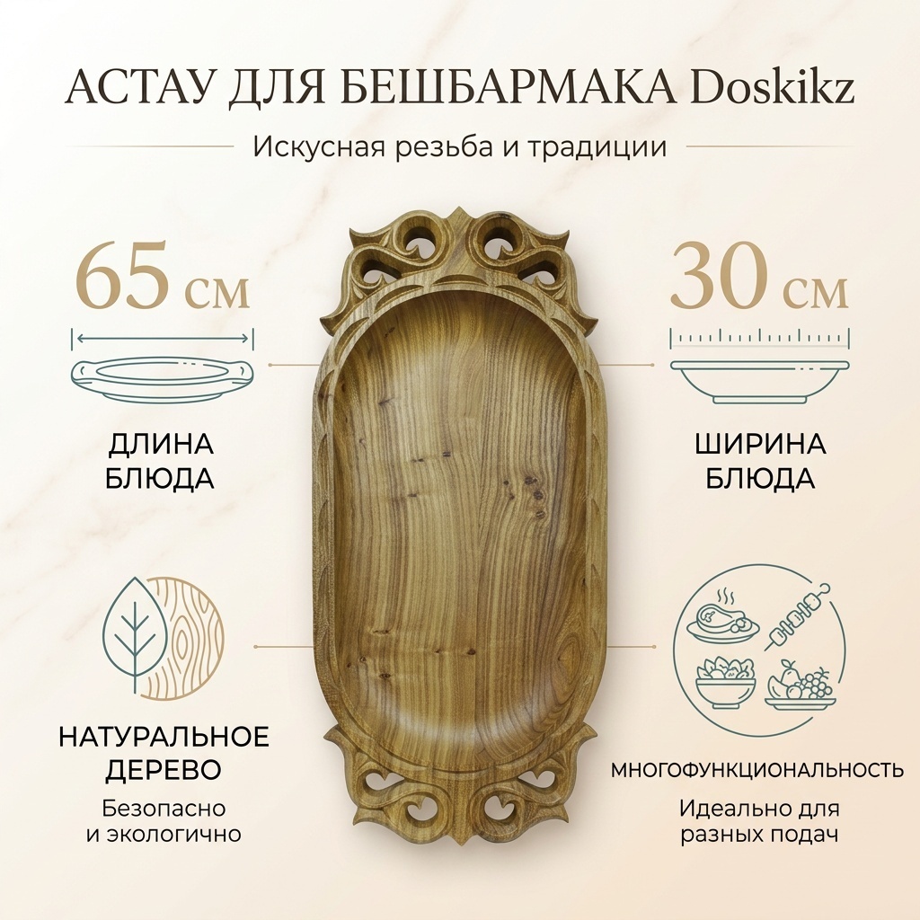 Астау Doskikz для бешбармака 65х30 см, дерево, 1 шт