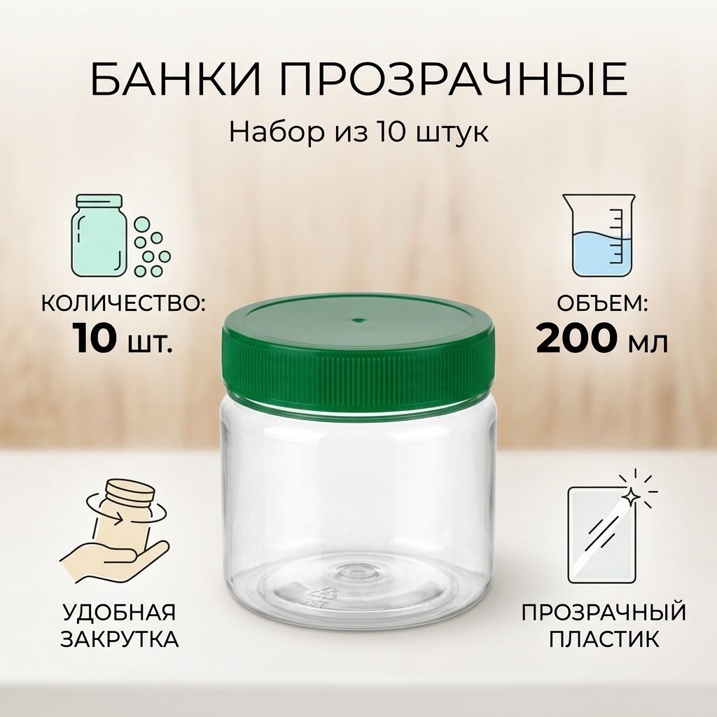 Банка ДО-75-200 прозрачный 10 шт
