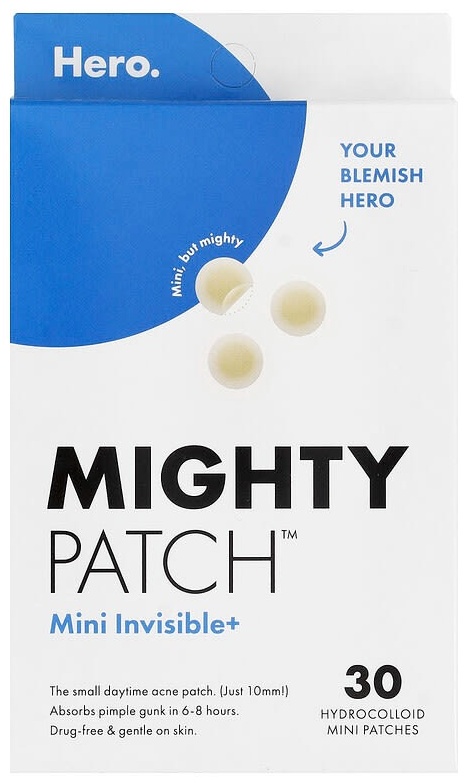 Патчи Hero Cosmetics гидроколлоидные Mighty Patch, мини-патч Plus, 30 гидроколлоидных мини-патчей противовоспалительные 30 шт