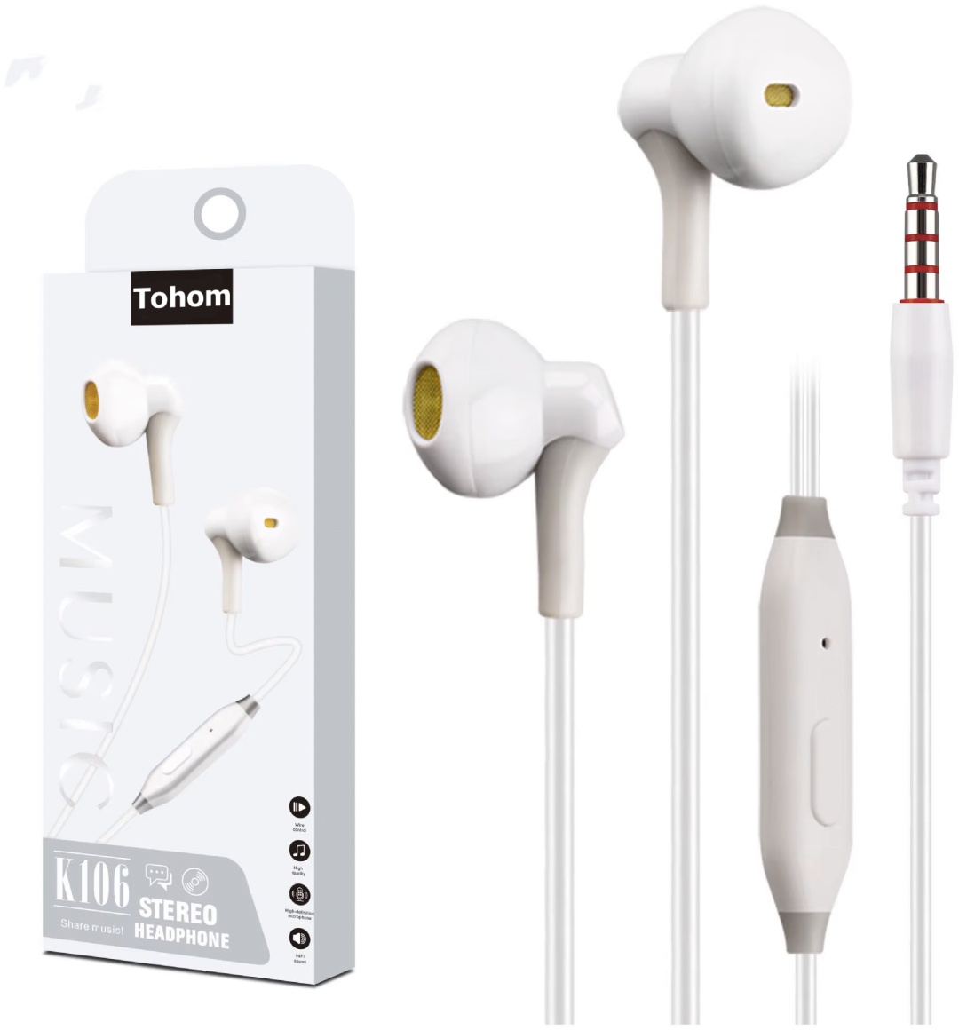 Купить Наушники Tohom K106 белый в Алматы – Магазин на Kaspi.kz