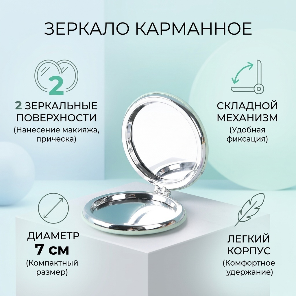 Зеркало карманное 7 см