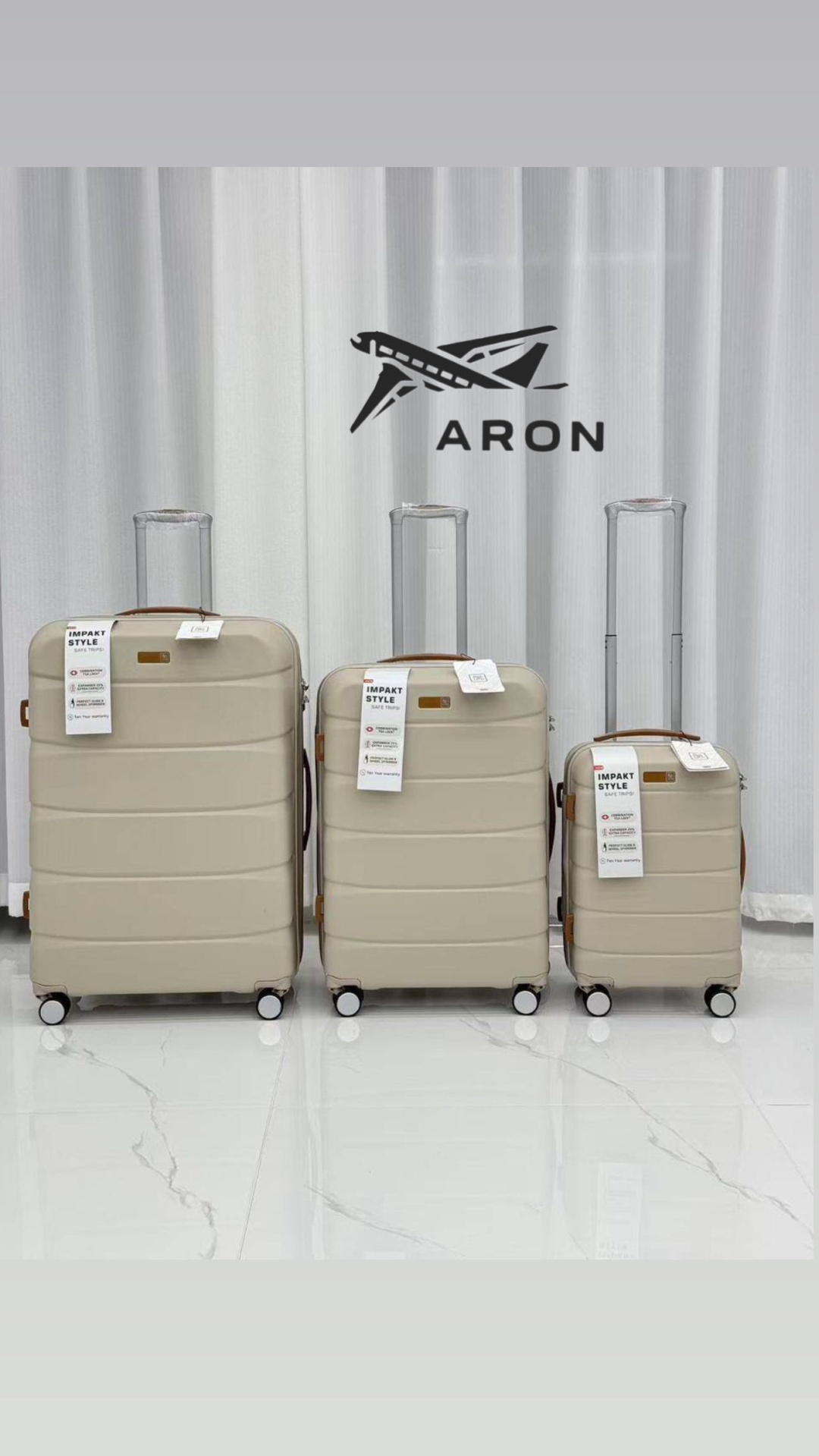 Чемодан ARON-IT поликарбонат 220 л кофейный