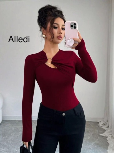 Лонгслив Alledi бордовый, темно-бордовый