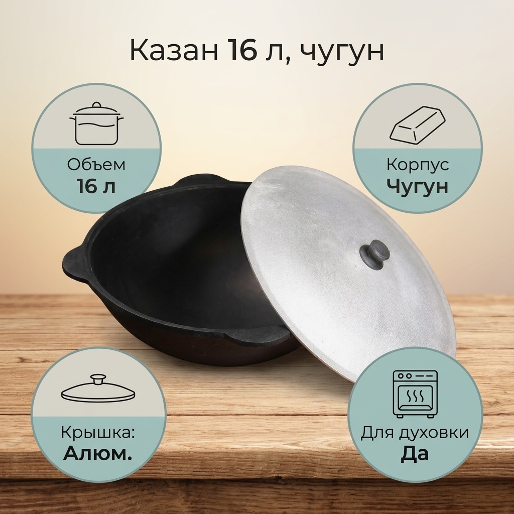 Казан 16 л, чугун