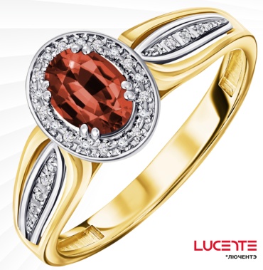 Lucente Бриллианты Якутии 1622B1K_19 размер 19 вес 2.41 г золото, гранат, бриллиант