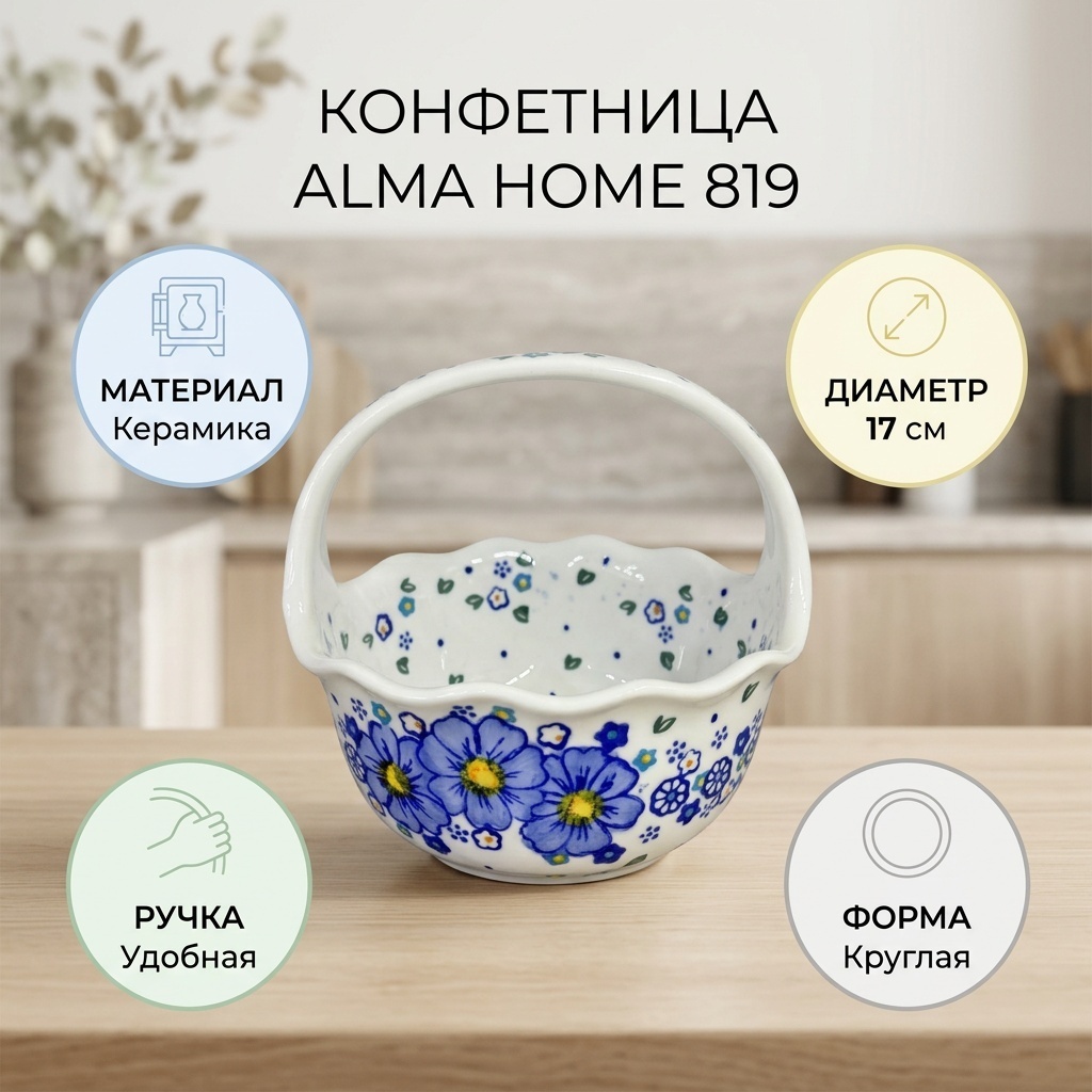 Alma Home конфетница менажница сервировочная пластиковая 819 круглая 1 шт