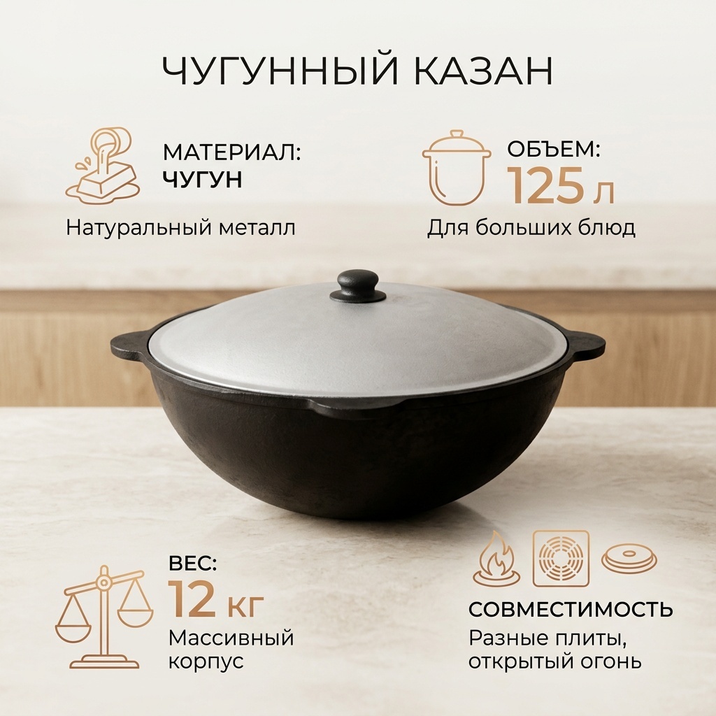 Казан 125 л, чугун