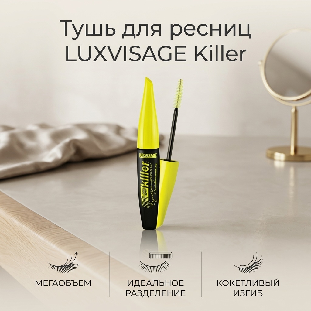 Тушь для ресниц LUXVISAGE Killer Deep для объема черный