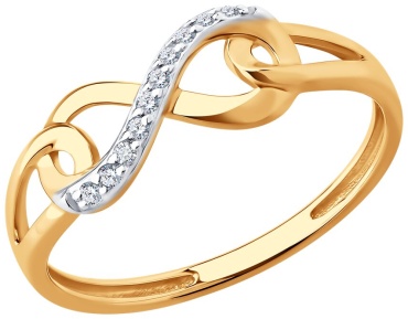 Diamant Знак бесконечности красное 6735286 размер 17 вес 1.4725 г золото, фианит