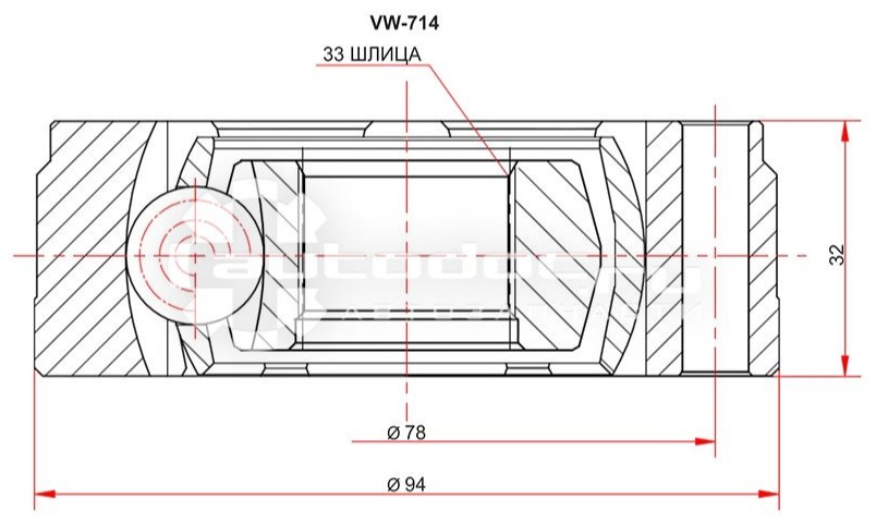 SAT шрус внутренний VW714