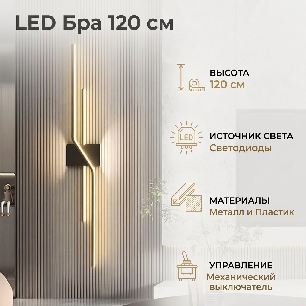 Бра настенный LED, черный